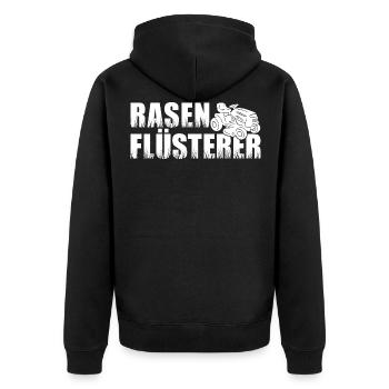 Rasenflüsterer Aufsitzmäher Rasentraktor Rasen - Unisex Premium Bio Zip Hoodie - Schwarz - Hinten - Nico (187cm)