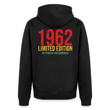 60th Birthday Young Vintage 60 Birthday - Unisex Premium Organic Zip Hoodie - black - Back - Nico (187cm)
