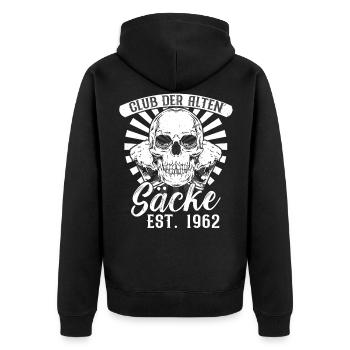 Club der alten Säcke Est. 1962 60. Geburtstag - Unisex Premium Bio Zip Hoodie - Schwarz - Hinten - Nico (187cm)
