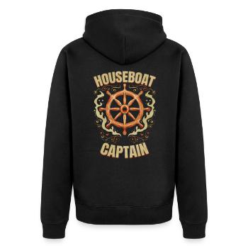 Houseboat Captain - Hausboot Kapitän - Unisex Premium Organic Zip Hoodie - black - Back - Nico (187cm)
