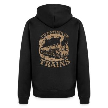 Je préfère jouer avec mes trains et mon Lokomotive - Veste à capuche bio Premium Unisexe - noir - Dos - Nico (187cm)