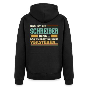 Familienname Schreiber - für Familie Schreiber - Unisex Premium Bio Zip Hoodie - Schwarz - Hinten - Nico (187cm)
