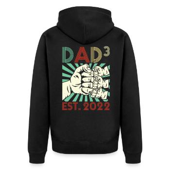 Triple Dad 3 Kids Papa Dad 2022 - Unisex Premium Organic Zip Hoodie - black - Back - Nico (187cm)