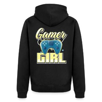 Gamer Girl Cute Anime Style Video Gamer Girl - Unisex Premium Bio Zip Hoodie - Schwarz - Hinten - Nico (187cm)