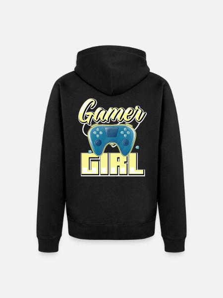 Gamer Girl Cute Anime Style Video Gamer Girl - Unisex Premium Organic Zip Hoodie - black