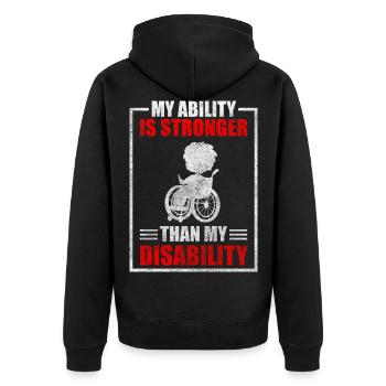 Behinderung Rolli Fahrer Sarkasmus - Unisex Premium Bio Zip Hoodie - Schwarz - Hinten - Nico (187cm)