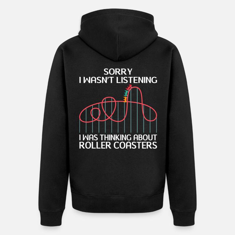 Achterbahn Freizeitpark Rollercoaster Fahrgeschäft - Unisex Premium Bio Zip Hoodie - Schwarz