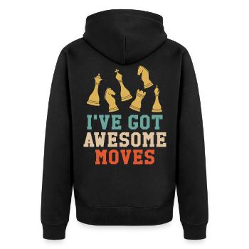 Schach Schachspiel Schachspieler Schachbrett - Unisex Premium Bio Zip Hoodie - Schwarz - Hinten - Nico (187cm)
