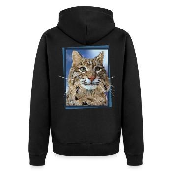 Lynx - Unisex Premium Organic Zip Hoodie - black - Back - Nico (187cm)