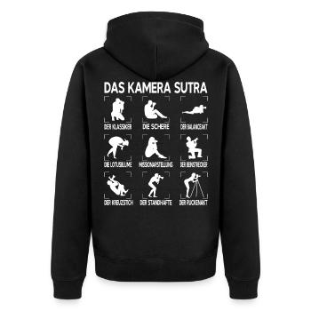Fotografen Fotografie Fotograf Kamera Photographer - Unisex Premium Bio Zip Hoodie - Schwarz - Hinten - Nico (187cm)