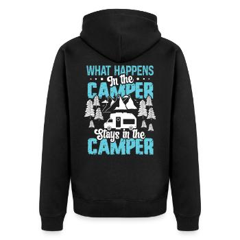 Ce qui se passe dans le camping-car reste dans le camping-car - Veste à capuche bio Premium Unisexe - noir - Dos - Nico (187cm)