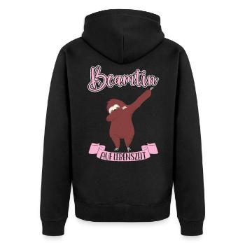 Beamtin auf Lebenszeit Geschenkidee Verbeamtung - Unisex Premium Bio Zip Hoodie - Schwarz - Hinten - Nico (187cm)