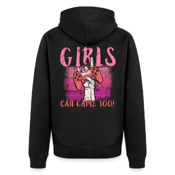 Gaming Girls peut jouer trop Gamer Girl - Veste à capuche bio Premium Unisexe - noir - Dos - Nico (187cm)