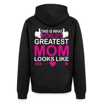Mutter Muttertag Spruch Mom Mama Spruch - Unisex Premium Bio Zip Hoodie - Schwarz - Hinten - Nico (187cm)