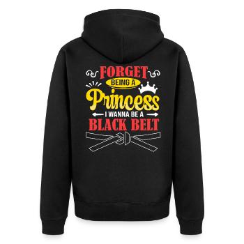 No Princess I wanna be a Black Belt Karate Girl - Unisex Premium Organic Zip Hoodie - black - Back - Nico (187cm)