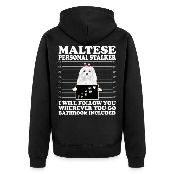 Maletese Maltese Dog Dog Motif - Unisex Premium Organic Zip Hoodie - black - Back - Nico (187cm)