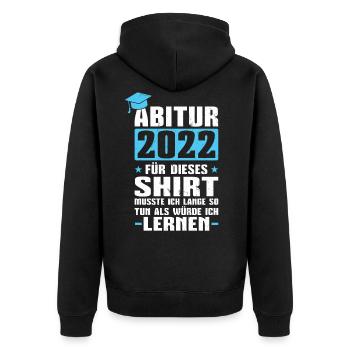 Matura Abi Abitur 2022 - Unisex Premium Bio Zip Hoodie - Schwarz - Hinten - Nico (187cm)