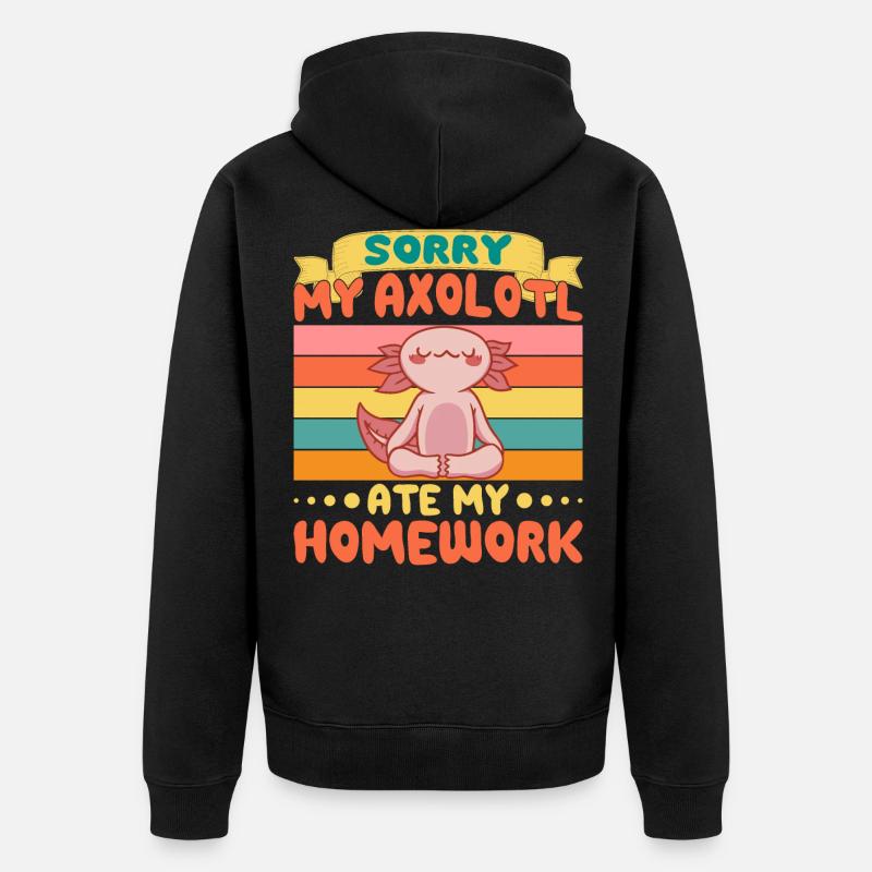 Salamandre amphibienne Axolotl - Veste à capuche bio Premium Unisexe - noir