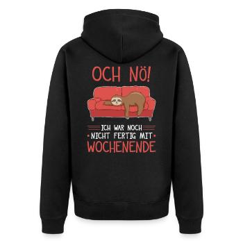 Faultier Montag Sprüche und Geschenke - Unisex Premium Bio Zip Hoodie - Schwarz - Hinten - Nico (187cm)