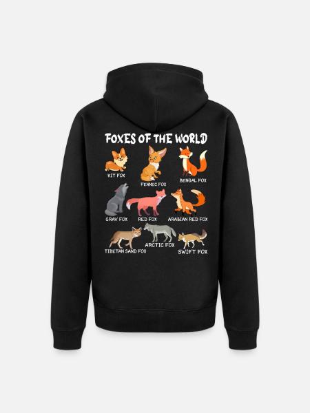 Fuchs Füchse Waldtier Rotfuchs - Unisex Premium Bio Zip Hoodie - Schwarz