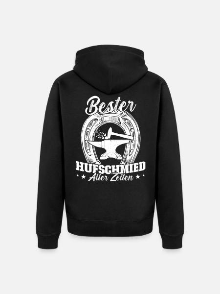 Bester Hufschmied aller Zeiten - Unisex Premium Bio Zip Hoodie - Schwarz