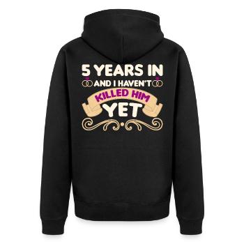 Hochzeit 5 Jahre Verheiratet Ringträger - Unisex Premium Bio Zip Hoodie - Schwarz - Hinten - Nico (187cm)