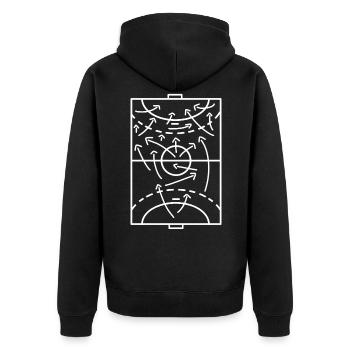 Funny Handball Tactics Playing Field Coach - Unisex Premium Organic Zip Hoodie - black - Back - Nico (187cm)