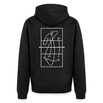 Volleyball Taktik Spielfeld Trainer Volleyballer - Unisex Premium Bio Zip Hoodie - Schwarz - Hinten - Nico (187cm)