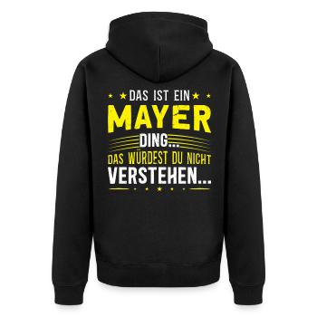 Familienname Mayer - für Familie Mayer - Unisex Premium Bio Zip Hoodie - Schwarz - Hinten - Nico (187cm)