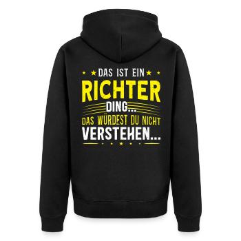 Familienname Richter - für Familie Richter - Unisex Premium Bio Zip Hoodie - Schwarz - Hinten - Nico (187cm)
