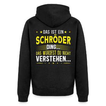 Familienname Schröder - für Familie Schröder - Unisex Premium Bio Zip Hoodie - Schwarz - Hinten - Nico (187cm)