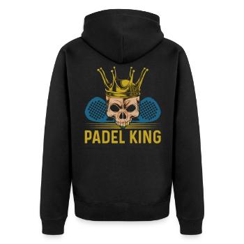 Padel King Für Padel Tennis Spieler - Unisex Premium Bio Zip Hoodie - Schwarz - Hinten - Nico (187cm)