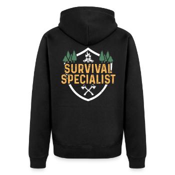 Survival Specialist Outdoor Bushcraft Survival - Unisex Premium Organic Zip Hoodie - black - Back - Nico (187cm)