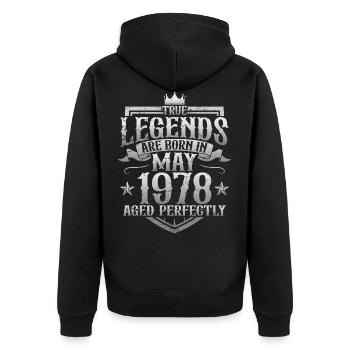 Mai Né 1978 Légendes Anniversaire - Veste à capuche bio Premium Unisexe - noir - Dos - Nico (187cm)