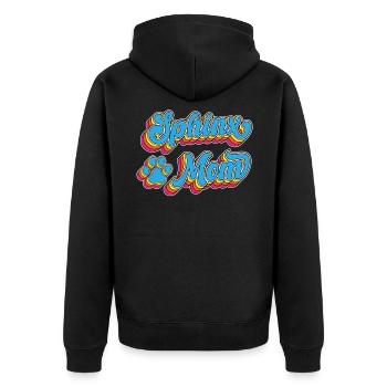 Sphinx Mama Sphinx Katze Sphynx Retro Vintage - Unisex Premium Bio Zip Hoodie - Schwarz - Hinten - Nico (187cm)