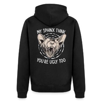 Mon Sphinx pense que toi aussi tu es moche Sphynx - Veste à capuche bio Premium Unisexe - noir - Dos - Nico (187cm)
