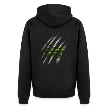 Panzer im Inneren - Deutsche Raubkatzen Panzer - Unisex Premium Bio Zip Hoodie - Schwarz - Hinten - Nico (187cm)