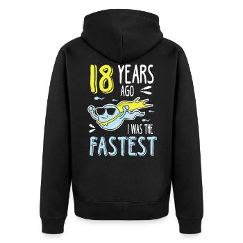 Il y a 18 ans, j’étais le 18e anniversaire le plus rapide - Veste à capuche bio Premium Unisexe - noir - Dos - Nico (187cm)