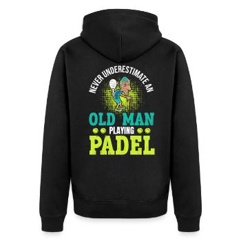 Cool Padel Papa Joueur de Padel Père - Veste à capuche bio Premium Unisexe - noir - Dos - Nico (187cm)