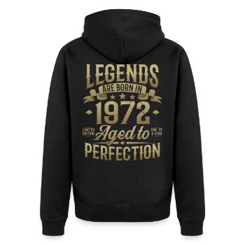 Né en 1972 Legends Cadeau d’anniversaire - Veste à capuche bio Premium Unisexe - noir - Dos - Nico (187cm)