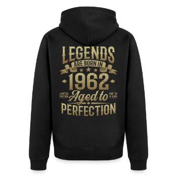 Né en 1962 Legends Cadeau d’anniversaire - Veste à capuche bio Premium Unisexe - noir - Dos - Nico (187cm)