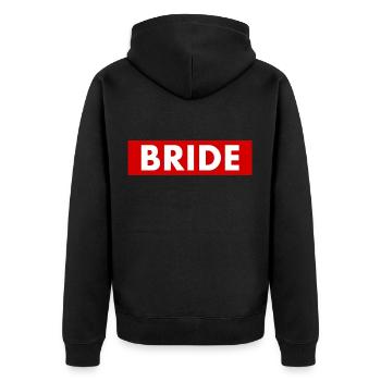 Bride - Unisex Premium Bio Zip Hoodie - Schwarz - Hinten - Nico (187cm)