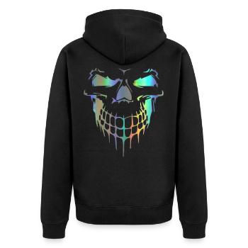 Totenkopf - Unisex Premium Bio Zip Hoodie - Schwarz - Hinten - Nico (187cm)