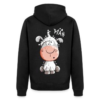 Drolliges Schaf - Schafe - Lamm - Fun - Unisex Premium Bio Zip Hoodie - Schwarz - Hinten - Nico (187cm)