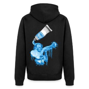 Jazz tube - Unisex Premium Bio Zip Hoodie - Schwarz - Hinten - Nico (187cm)