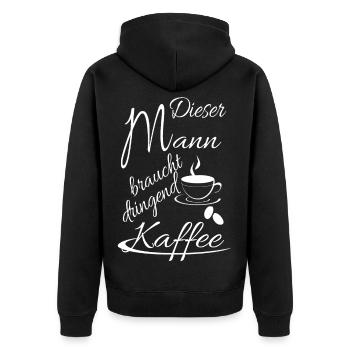 Cet homme a désespérément besoin de café - Veste à capuche bio Premium Unisexe - noir - Dos - Nico (187cm)