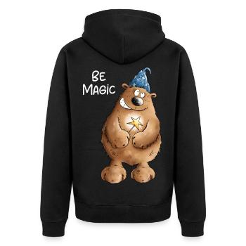 Be Magic Magician Bear I Magician - Unisex Premium Organic Zip Hoodie - black - Back - Nico (187cm)