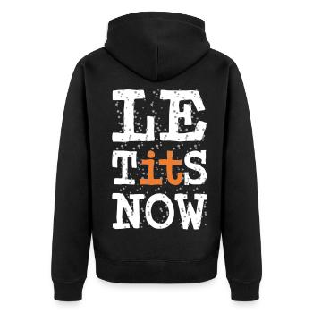 Le TITS Now - Funny Saying for Christmas - Unisex Premium Organic Zip Hoodie - black - Back - Nico (187cm)