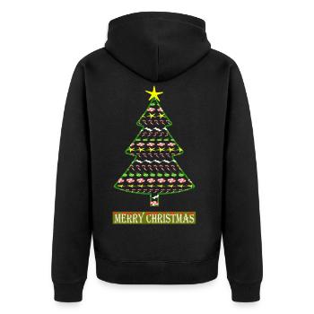 Sapin de Noël scintillant avec des motifs de canne à sucre - Veste à capuche bio Premium Unisexe - noir - Dos - Nico (187cm)