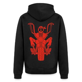 Squelette motard rouge - Veste à capuche bio Premium Unisexe - noir - Dos - Nico (187cm)